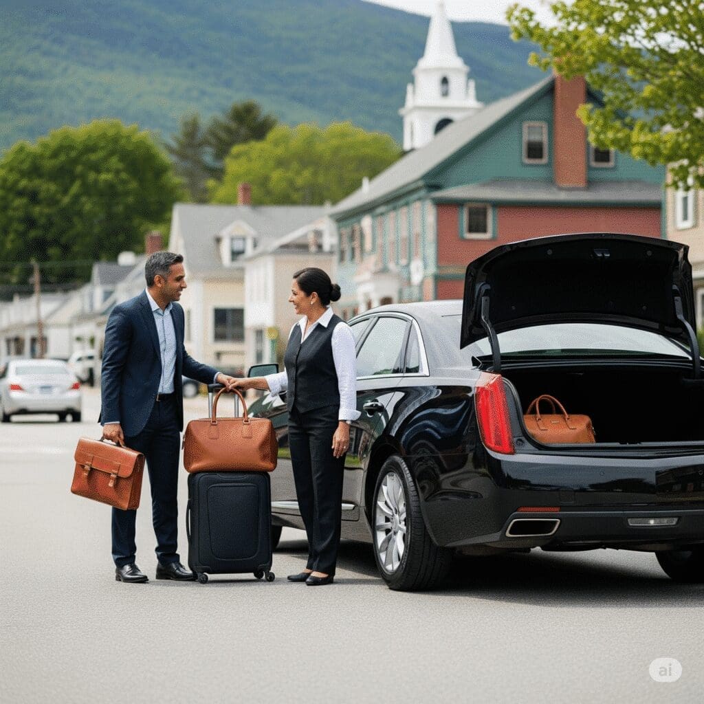 Driver helping passenger into the car