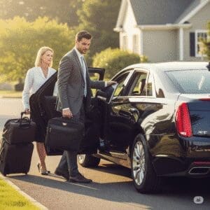 Royal Airport Car Service - Business person being picked up in a sedan to Logan Airport