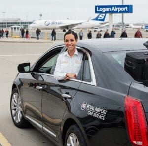 Woman in Royal Airport Car Service Cadillac XTS