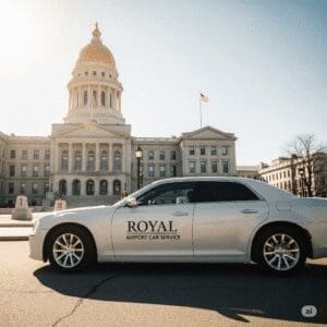 Royal Airport Car Service - in front of New Hampshire State Capital