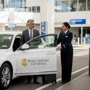 Royal Airport Car Service - Passenger entering vehicle at Logan Airport